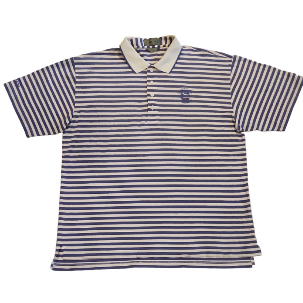Descente Country Club of Charleston Purple Striped Polo Shirt